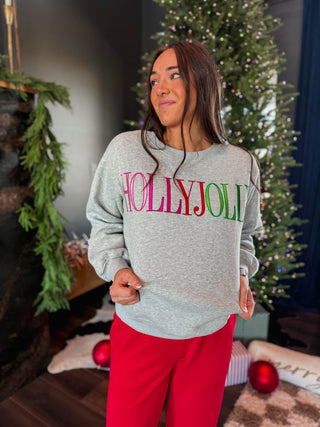 Holly Jolly Embroidered Crew