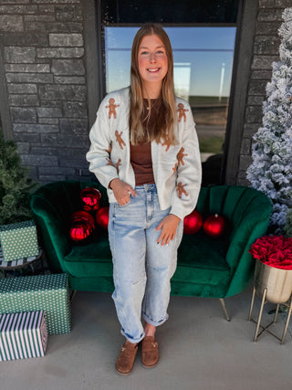 Gingerbread Man Patch Cardigan