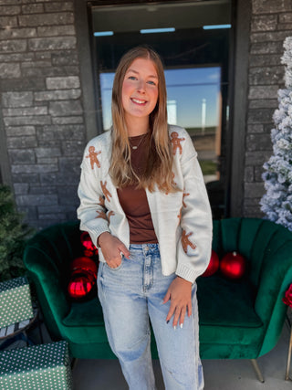 Gingerbread Man Patch Cardigan