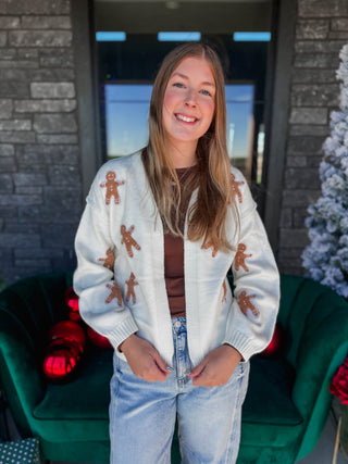 Gingerbread Man Patch Cardigan