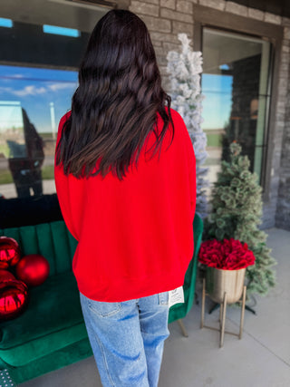 Elsie Mock Neck Top-Red