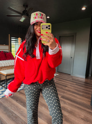 Fireside Sherpa Jacket-Red/Pale Pink