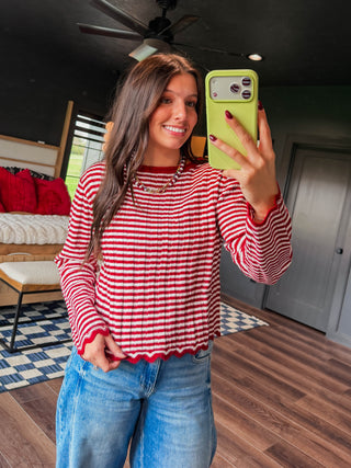 Katie Striped Sweater-Red
