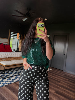 Holiday Glam Top-Green