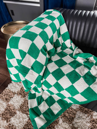 Checkered Throw Blanket-Green