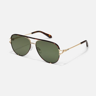 High Key Twist Sunglasses-Dark Tort Frame/Green Lens-Quay