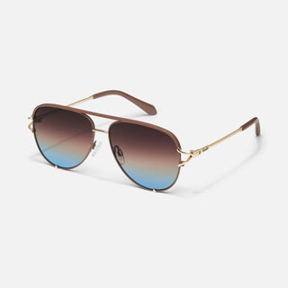 High Key Twist Sunglasses-Doe Frame/Brown Blue Lens-Quay