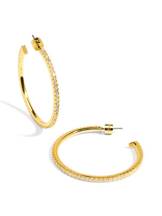 Large Pave Hoop Earring-Gold