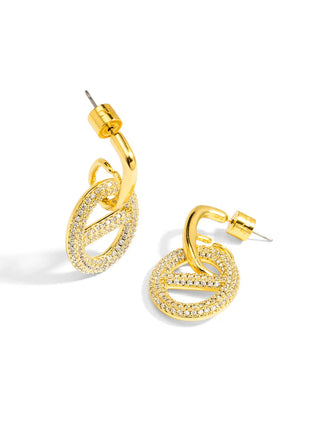 Pave Mariner Link Drop Earring-Gold