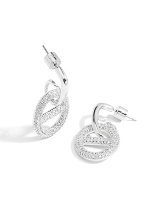 Pave Mariner Link Drop Earring-Silver