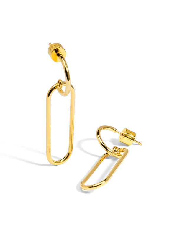 Paperclip Drop Earring-Gold
