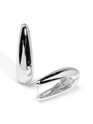 Mega Teardrop Hoop Earring-Silver