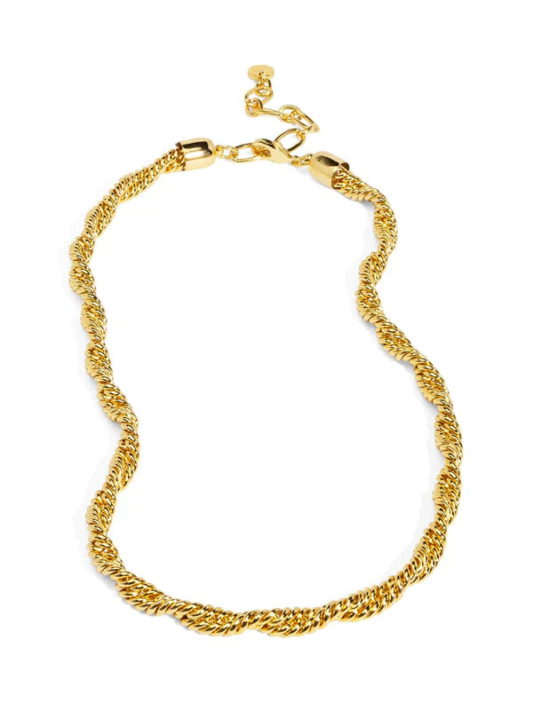 Braided Twisting Links Collar Necklace-Gold