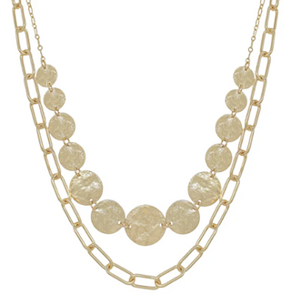 Two Layered Hammer Gold Circle/Chain Necklace