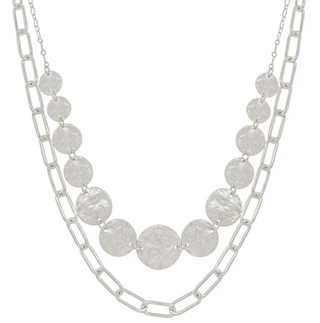 Two Layered Hammer Sliver Circle/Chain Necklace