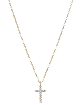 Gold Rhinestone Cross Necklace