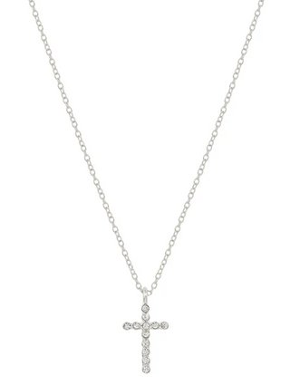 Sliver Rhinestone Cross Necklace