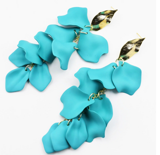 Dangle Petals Earrings-Turquoise