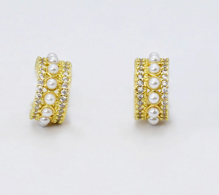 Pearly Glam Earrings-Gold