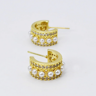 Pearly Glam Earrings-Gold