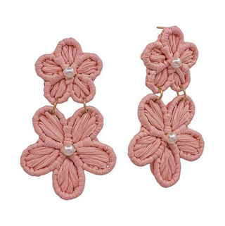 Peach Paper Double Flower Earrings