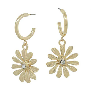 Gold Flower Huggie Earring