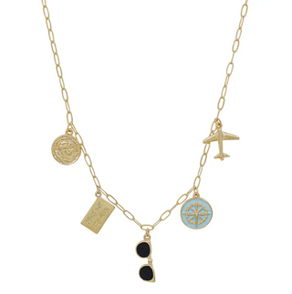 Gold Travel Charm Necklace