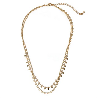 Double Layered Chain Small Disc Charms Necklace