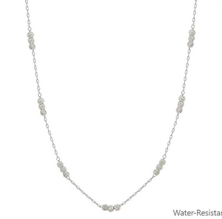 Sliver Three Beaded Sliver Chain Necklace