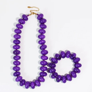 Sugar Beads Necklace & Bracelet Set-Purple