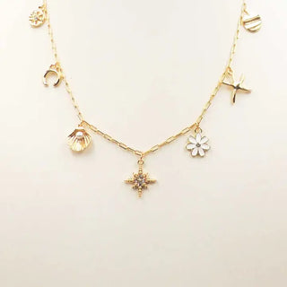 Multi Gold Charm Necklace