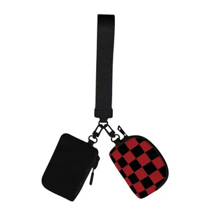Checkered Dual Color Wristlet-Black/Red