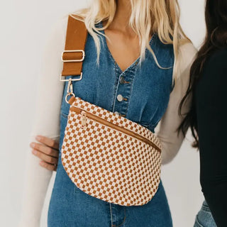 Westlyn Woven Bum Bag-Checkered Brown