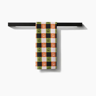 Jack-O-Lantern Checker Tea Towel-Geometry