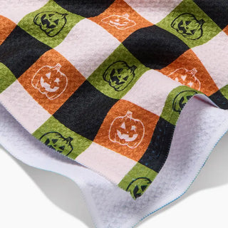 Jack-O-Lantern Checker Tea Towel-Geometry