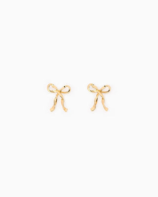 Twisted Metal Bow Earrings-Gold