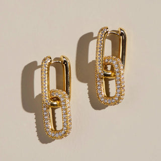 Pave Double Link Hoops-Gold