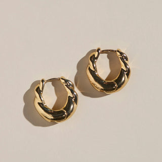 Wide Twist Hoops-Gold