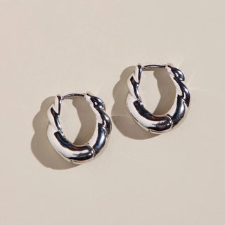 Wide Twist Hoops-Silver