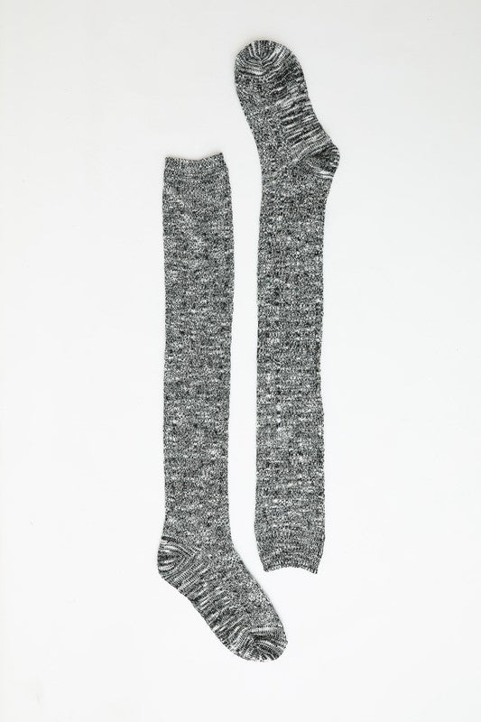 Speckle Knit Boot Socks-Black