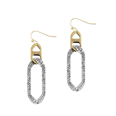 Open Oval Rhinestone Earring-Gold/Silver