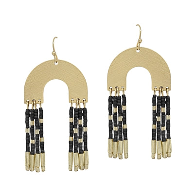 Arched & Beaded Earring-Black