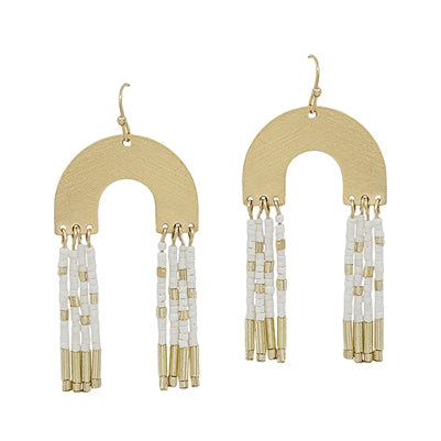 Arched & Beaded Earring-White