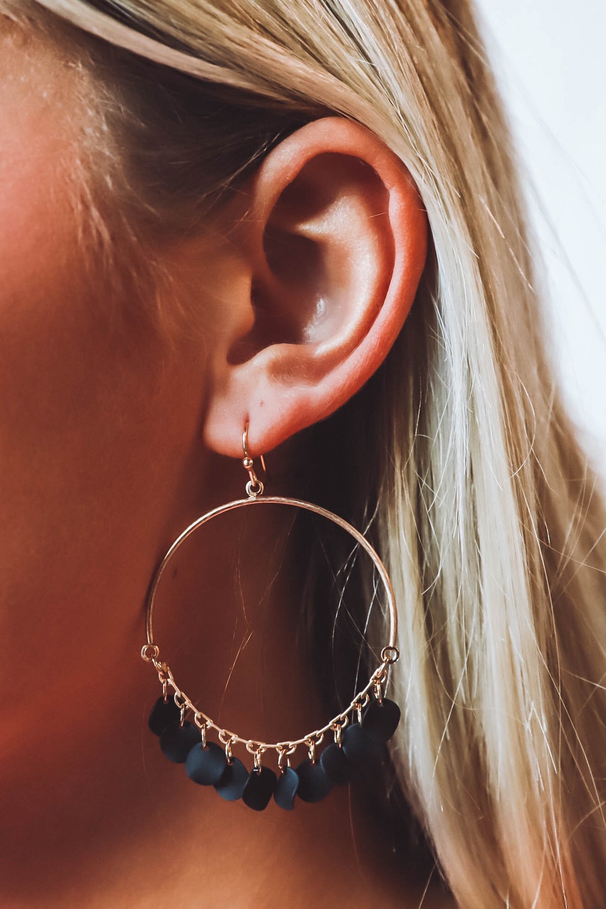 Gold & Black Metal Accent Earring